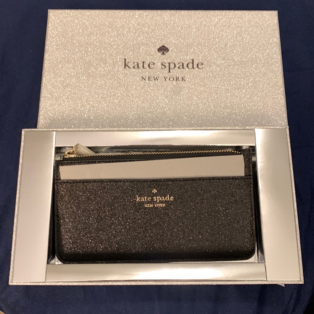 Kate Spade glitter large slim cardholder wallet